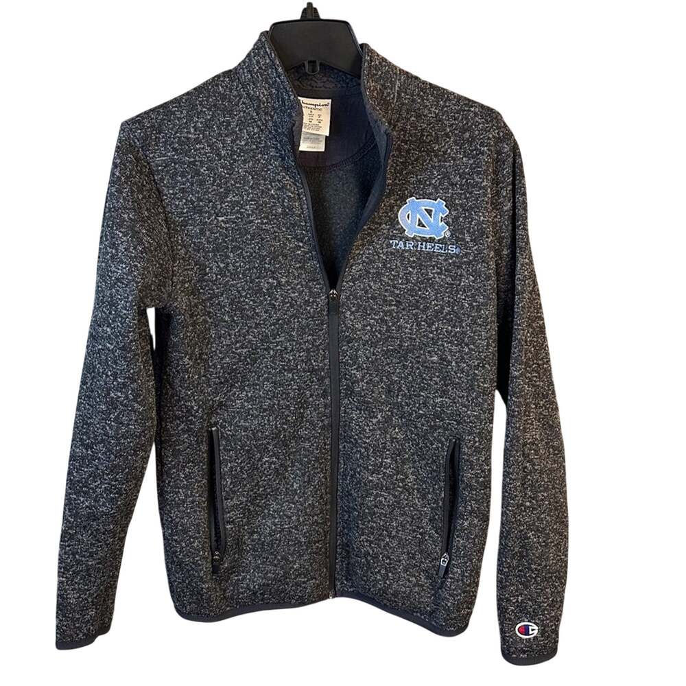 Champion Unisex Heathered Black Full-Zip Jacket North Carolina Tar Heels size S